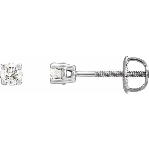 14K Gold 1/3 CTW Diamond Stud Threaded Post Earrings GH Color I1 Clarity