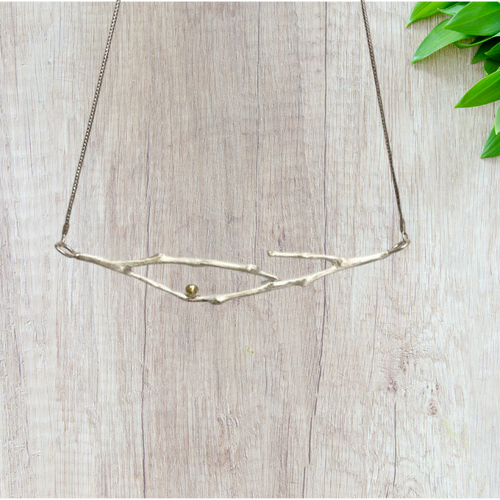 Twig Necklace with 18 kt Gold Pearl