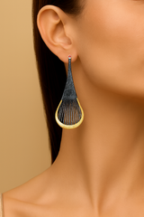 Teardrop Textured Earrings with Ruby Accent