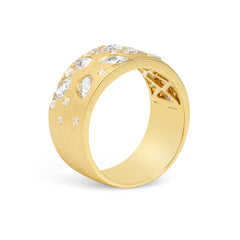 Rose Cut Diamond Confetti Cigar Band in Yellow Gold