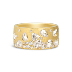 Rose Cut Diamond Confetti Cigar Band in Yellow Gold