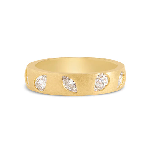 Diamond Pear & Marquise Flush Band in Yellow Gold