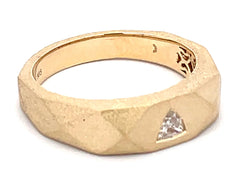 14K Yellow Gold Diamond Trillion Facet Ring – Satin Finish