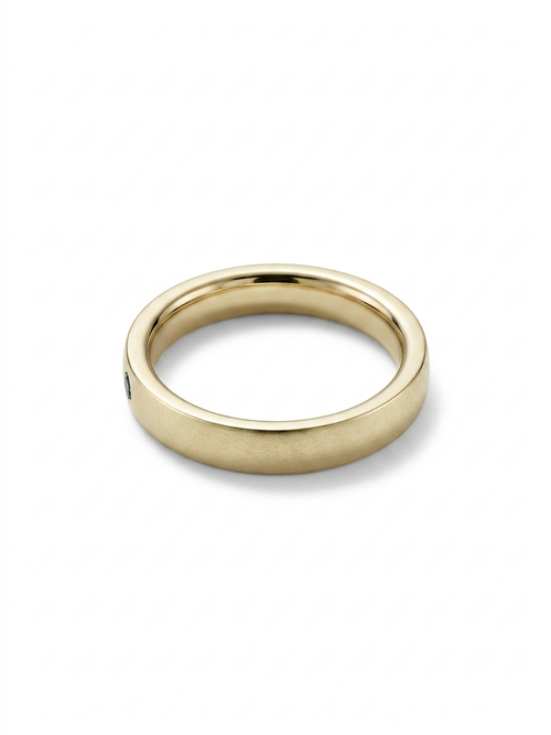 14k Gold Channel Set Green and White Stone Ring