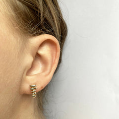 Small silver pebble stack earrings