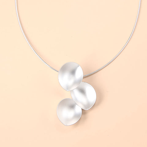 Curved Marquise Silver Necklace