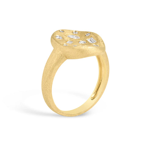 Diamond Fancy Scatter Artisan Ring in Yellow Gold