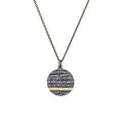 Round Textured Pendant with 18K Gold Stripe