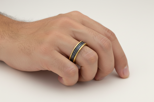 Apostolos Men's Ring with Gold Edges