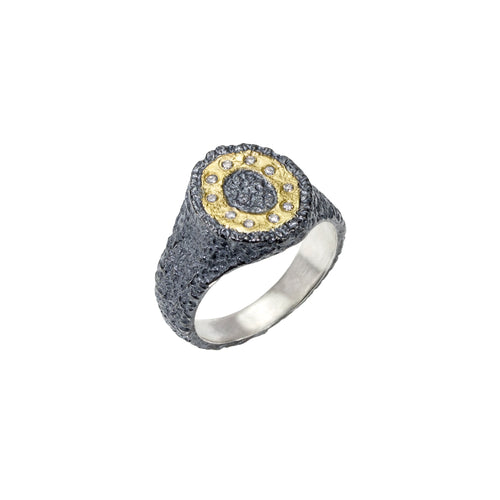 Textured Halo Style 0.01CTW Brilliant Diamond Ring