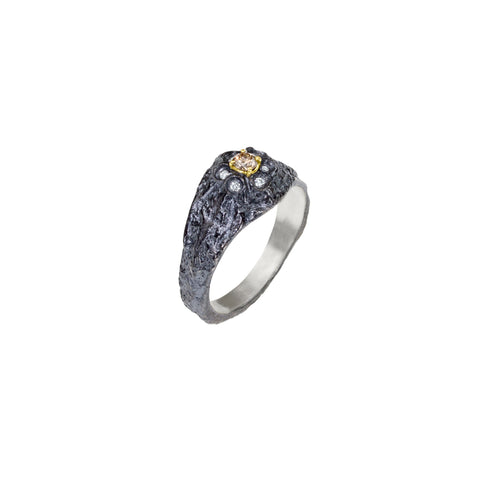 Textured Halo Style 0.01CTW Brilliant Diamond Ring