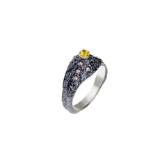 Radiant Brown Diamond & Yellow Sapphire Ring