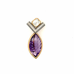 Vario Clasp Fancy Cut Amethyst Emerald Cut Diamond Pendant
