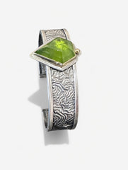 Peridot Silver Cuff | 18K Gold Rose Cut Statement