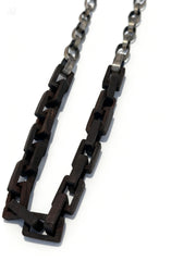 Wood Link Necklace | Etched Silver Chain