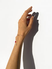 Red Coral Bracelet with Freshwater Pearls and Adjustable Gold-filled Chain