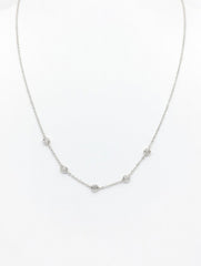 Five Lab-Created 2.5 MM Round Diamond Station Necklace in 14k White Gold