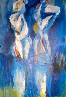 White Pair on Blue - Acrylic on Canvas