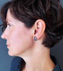 Brandt Concrete Stud Earrings | Stainless Steel & Diamond Dust