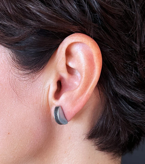 Brandt Concrete Stud Earrings | Stainless Steel & Diamond Dust