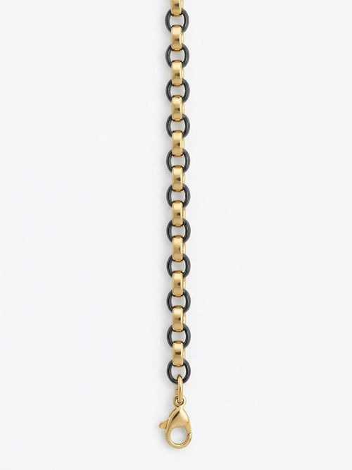 Anchor Flat Chain Bracelet with Contrasting Black and Gold Colors
