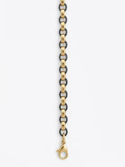 Anchor Flat Chain Bracelet with Contrasting Black and Gold Colors