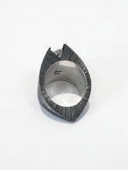 Crystal Quartz Statement Ring | Hand Etched Silver