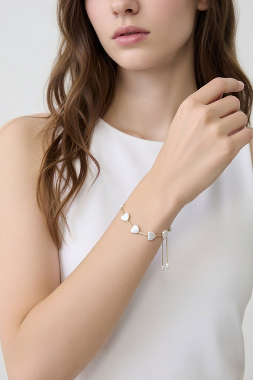 Adjustable Steps Bracelet with Freshwater Heart Shaped Pearls