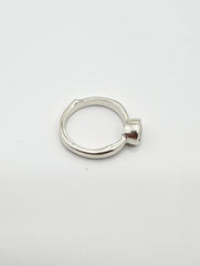 14kt White Gold Twig with Green Yellow Rustic Diamond Solitaire Ring