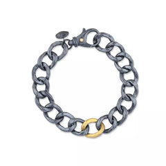 Carla Diamond Curb Bracelet | 24K Gold & Silver