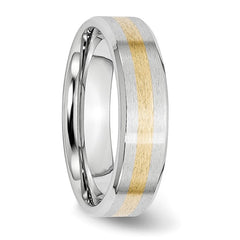 14k Gold Inlay Satin and Polished Finish 6mm Cobalt Band