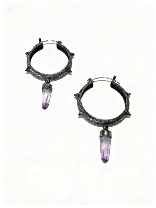 Purple Crystal Arrowhead Earrings | Sterling Silver