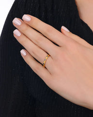 Triple Diamond Ring in 24K Gold