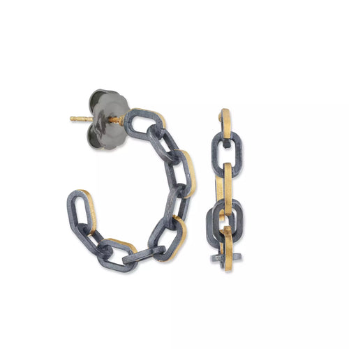 CHILL-LINK Hoop Earrings – 24K Gold & Oxidized Silver