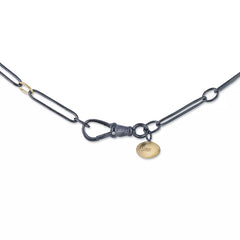 Clipper Necklace – 22K Gold & Oxidized Silver Link Necklace with Diamond Clasp