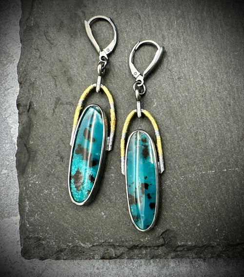 Chrysocolla Gold & Silver Drops