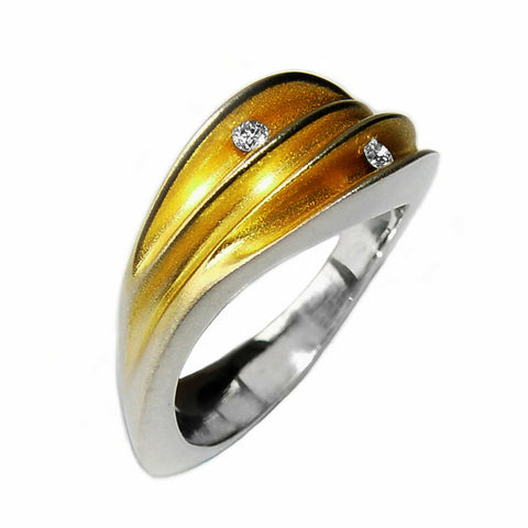 Trio Diamond Silver Shell Ring