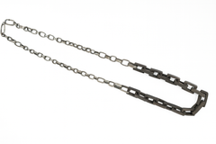 Wood Link Necklace | Etched Silver Chain