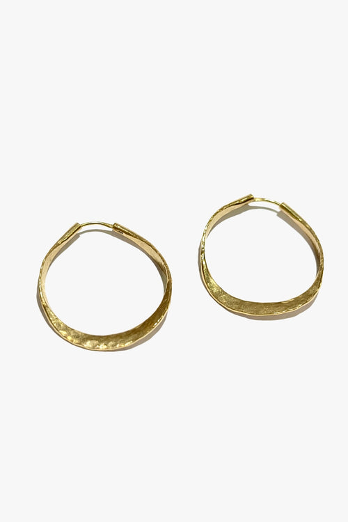 Small Hammered 3D Style Gold-Filled Hoops Earrings