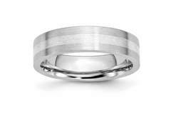 Cobalt Sterling Silver Inlay Flat 6mm Brushed Band