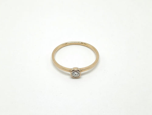 14K Yellow Gold Lab-Created 3mm Round Diamond Bezel Set Stacking Ring