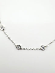 Five Lab-Created 2.5 MM Round Diamond Station Necklace in 14k White Gold