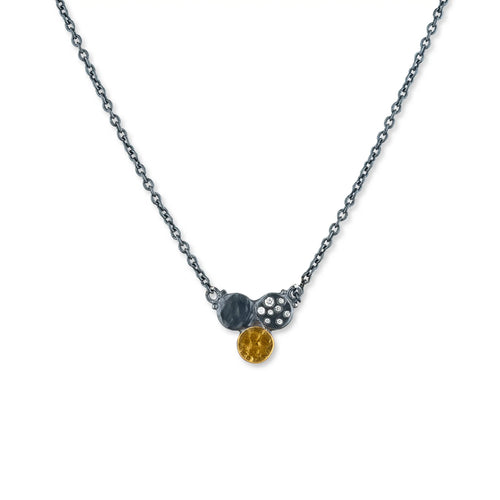 DORA Necklace – 24K Gold, Oxidized Silver & Diamonds