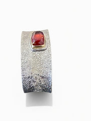 Garnet Silver Cuff | 18K Gold & Rose Cut Statement