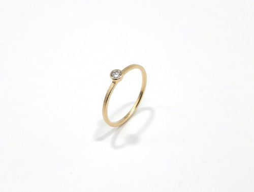 14K Yellow Gold Lab-Created 3mm Round Diamond Bezel Set Stacking Ring