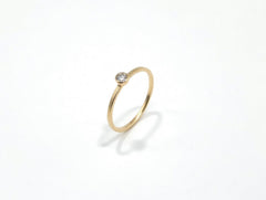 14K Yellow Gold Lab-Created 3mm Round Diamond Bezel Set Stacking Ring