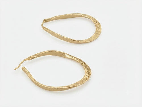 Large Hammered 3D Style Gold-Filled Hoops Earrings