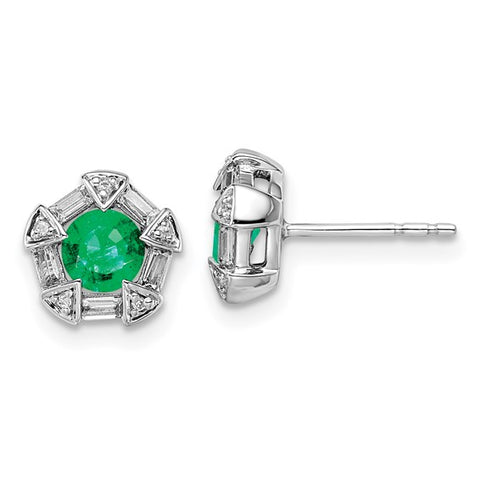 Vintage Style Sterling Silver Lever Back Emerald Earrings