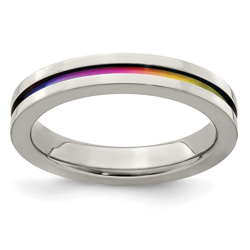 Titanium Grooved Ring | Rainbow Anodized 4mm Band