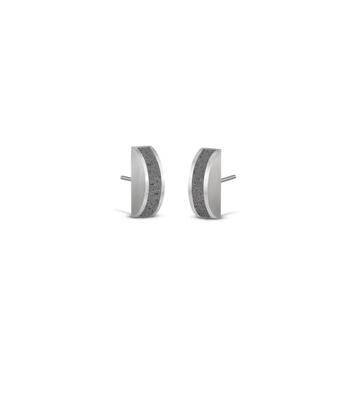 Brandt Concrete Stud Earrings | Stainless Steel & Diamond Dust